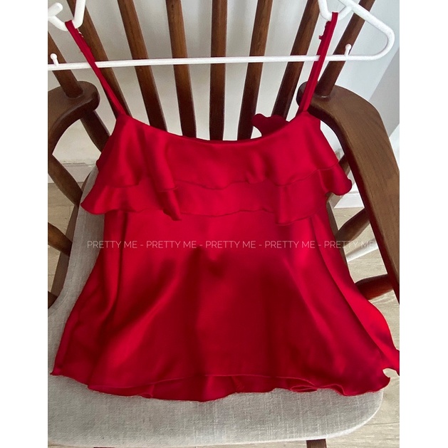 Set ngủ, đồ mặc nhà thiết kế hai dây chất liệu lụa satin