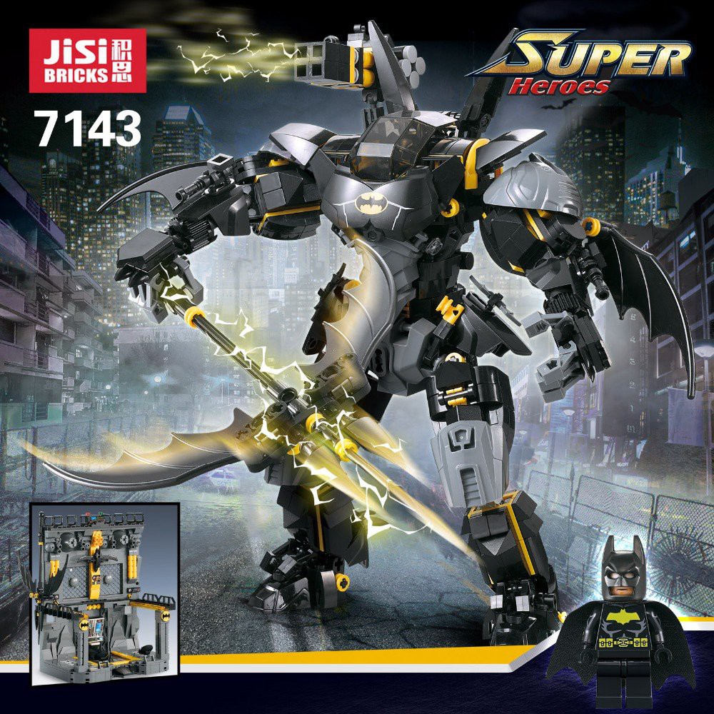 （CÓ SẴN）Đồ chơi lắp ráp mô hinh Super Hero JISI 7143 Lắp ghép Siêu Người Máy robot của Batman Bat Mech