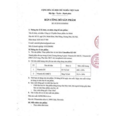 Vitamin D3 K2 lineabon tăng chiều cao cho trẻ