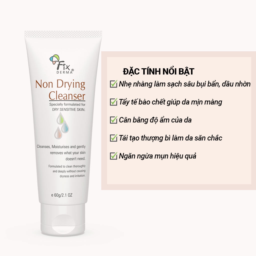 Fixderma Sữa Rửa Mặt Non Drying Cleanser Cho Da Khô Nhạy Cảm – Skinfa