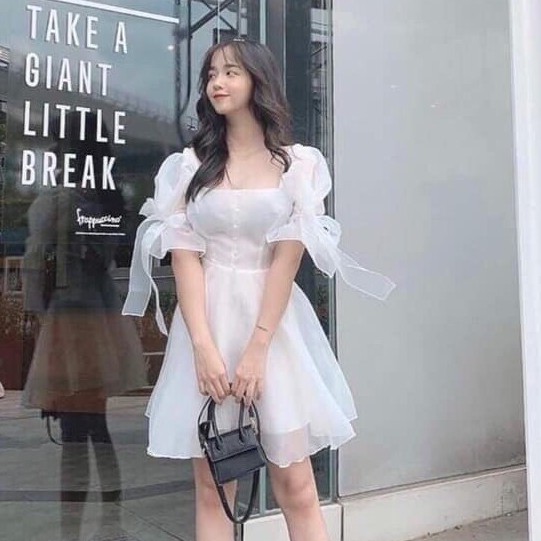 Đầm Nữ Voan Hao Hai lớp Tay Lỡ Dáng Xòe Thanh Lịch Thời Trang Nữ-TOMGB