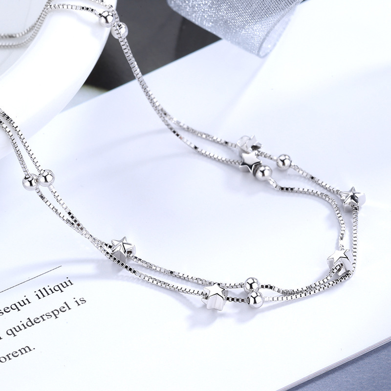 Vòng Tay Bạc 925 Mặt Ngôi Sao Phong Cách Cổ Điển Xinh Xắn