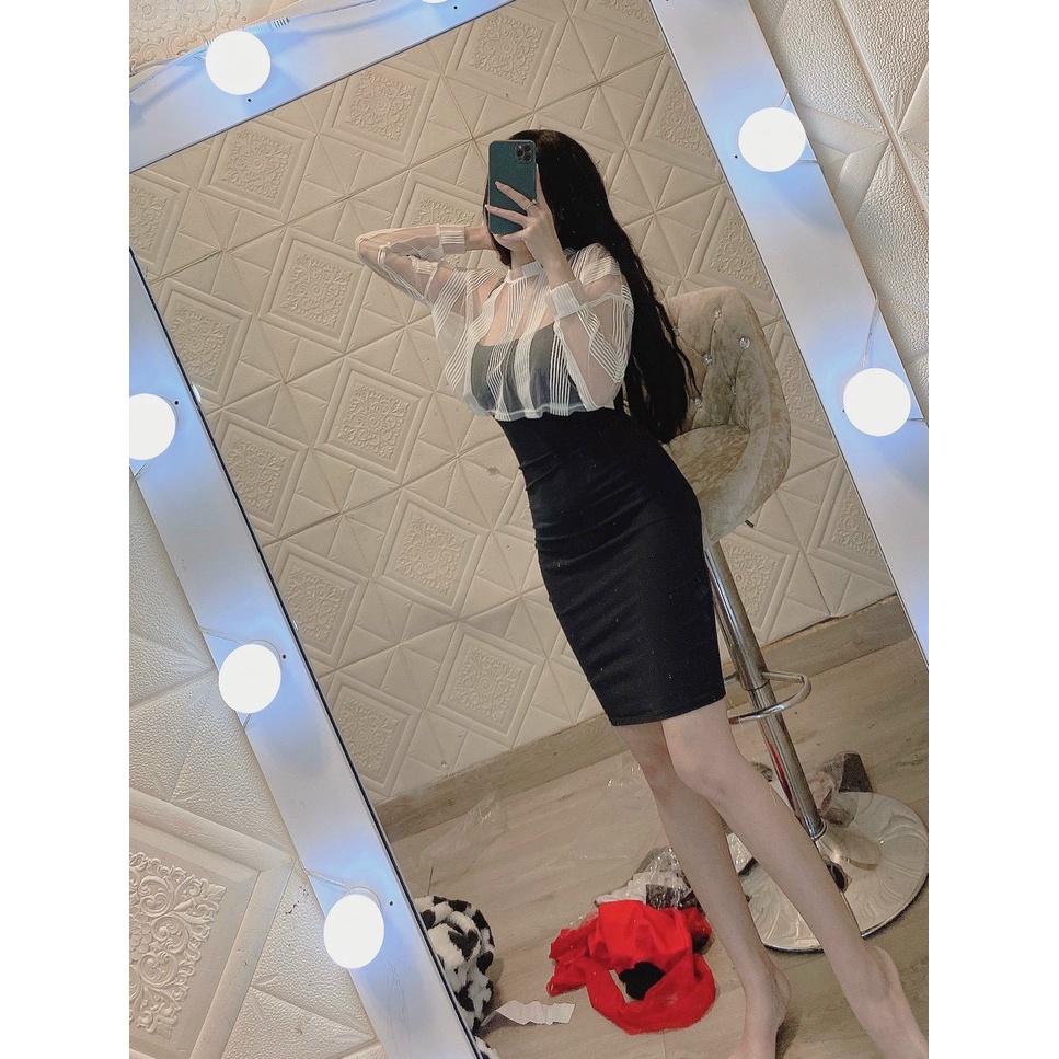 set đầm ôm kèm áo mỏng ngoài xinhhh