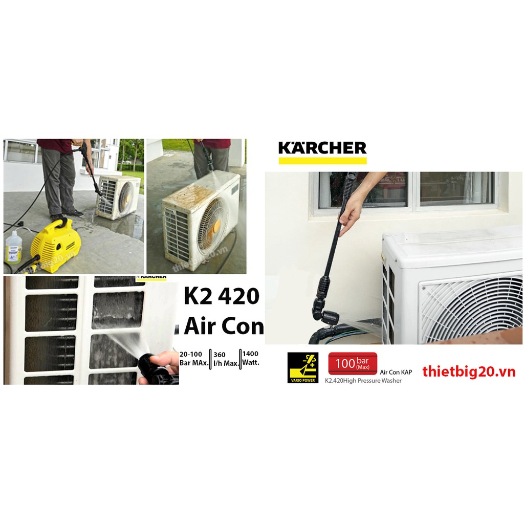 Máy rửa xe gia đình, xịt rửa điều hòa Karcher K2 420 Air Con KAP