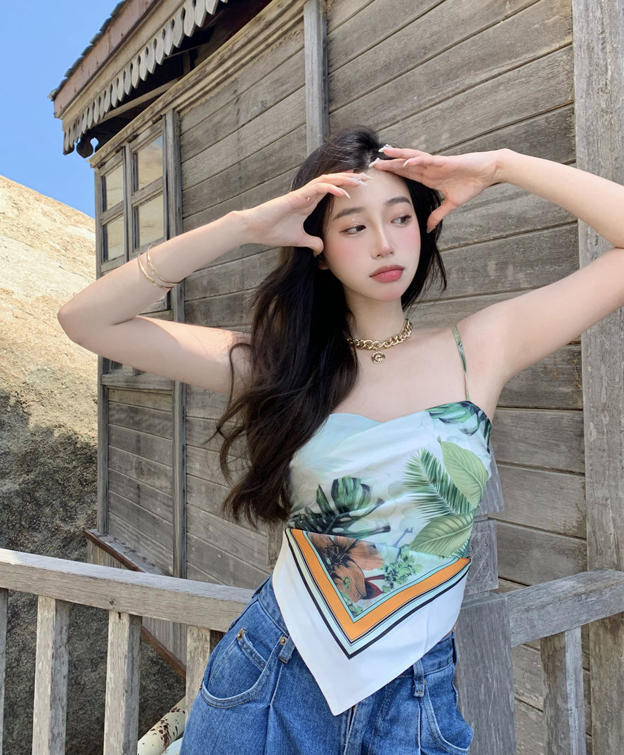 Áo Yếm Nữ 2 Dây Hoa Lá 🦋 Yếm Nữ Mút Ngực Họa Tiết In 5D 🦋 | BigBuy360 - bigbuy360.vn