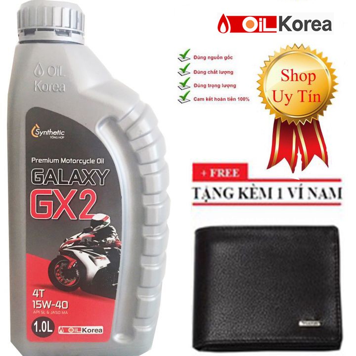 Nhớt xe máy số Galaxy GX2 cao cấp Hàn Quốc - 1000ml - Tặng ví nam
