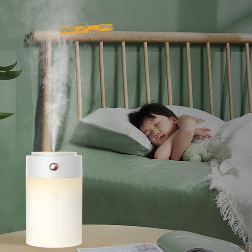 Máy phun sương tạo ẩm không khí kết hợp đèn ngủ hình trụ màu trắng/hồng/xanh 250ML