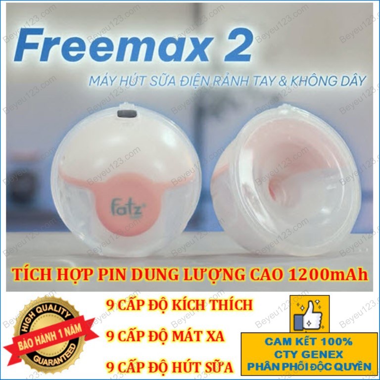 (Bảo hành 12 tháng) 1 Máy hút sữa điện rảnh tay không dây có pin sạc Fatzbaby Freemax 2 - Fatz FB1202CW