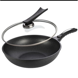 Chảo chống đinh siêu bền đá sâu lòng Coopia Hàn Quốc có nắp kính sai 32cm