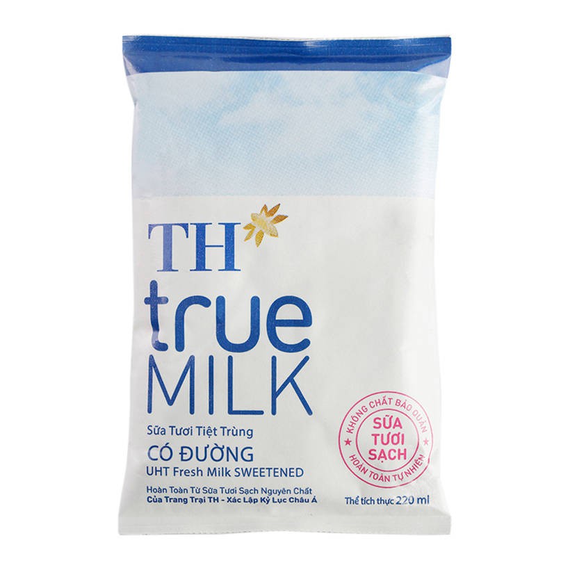 Sữa Tươi Sạch Có Đường trong bịch giấy 220ml