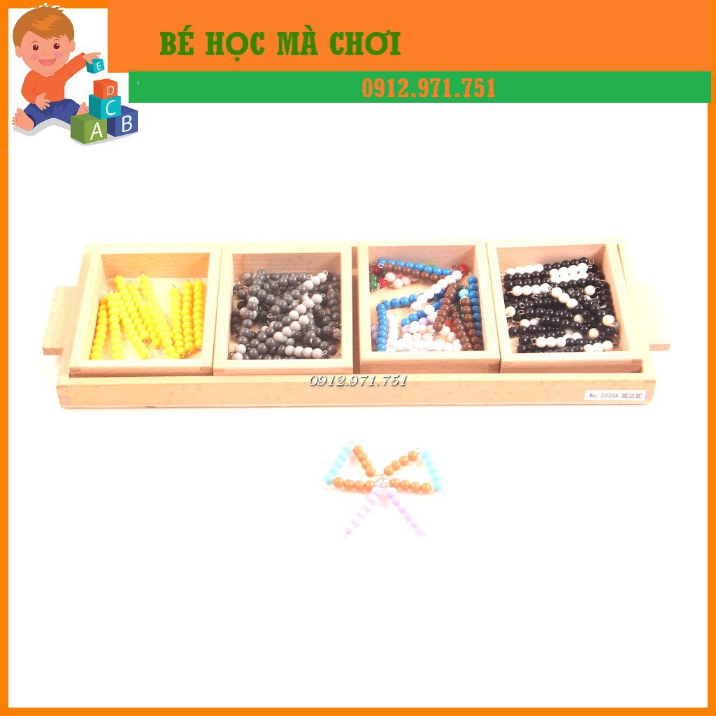 Giáo cụ Montessori - Con rắn trừ bản trường học (Snake game with 4 box)