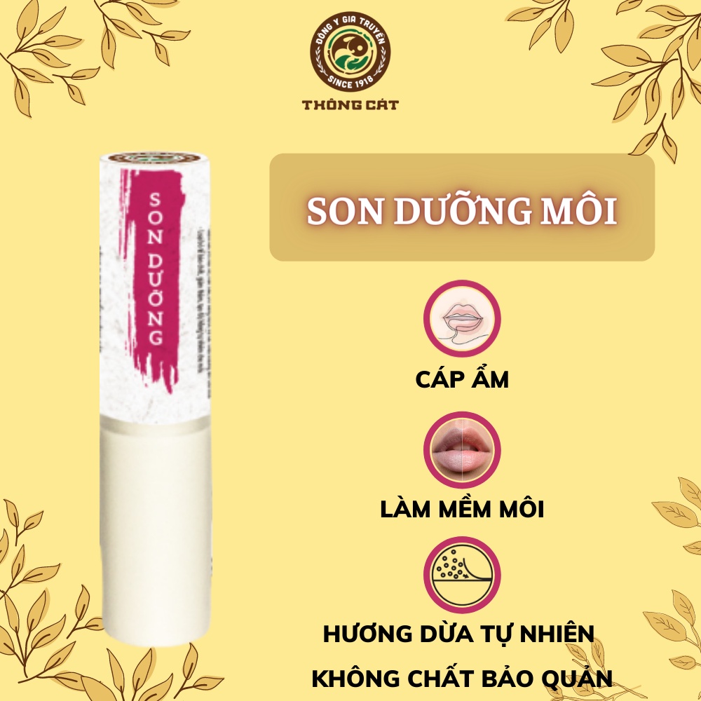 Dưỡng môi thảo mộc GIA TRUYỀN Đông y Thông Cát- dưỡng môi, chống nứt nẻ, giảm thâm môi