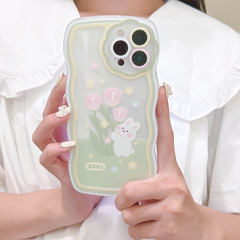 Ốp Điện Thoại Hình Thỏ Và Hoa Dễ Thương Cho iphone 7 / 7plus / 8 / 8plus / xs / 11 / 12 / 13 / 14 / pro / max / plus / promax