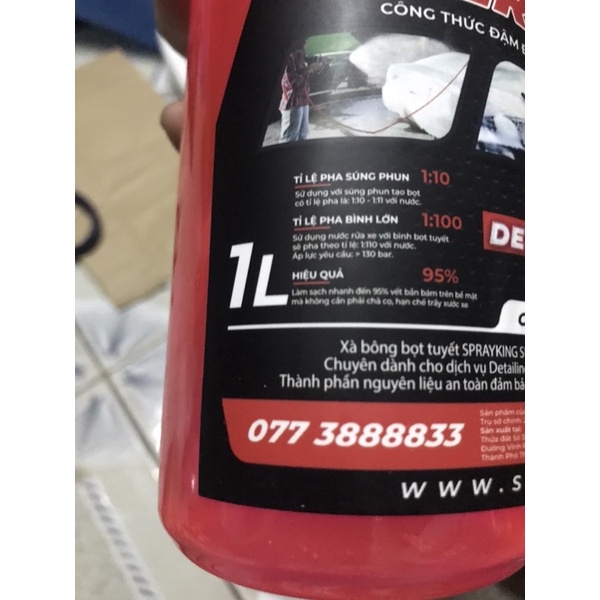 [Mã LIFEAU5SALE giảm 20k đơn 50k] Nước rửa xe đỏ Sprayking cao cấp chai 1 lít