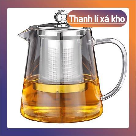 Bình pha trà thủy tinh có lõi lọc trà và nắp inox