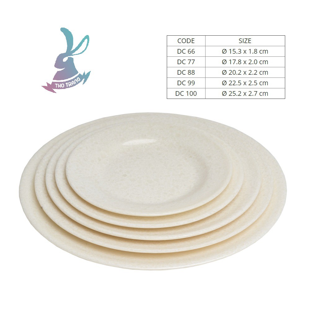 Dĩa Tròn Cạn Vân Đá Nhựa Melamine Cao Cấp Fataco Việt Nam đủ size