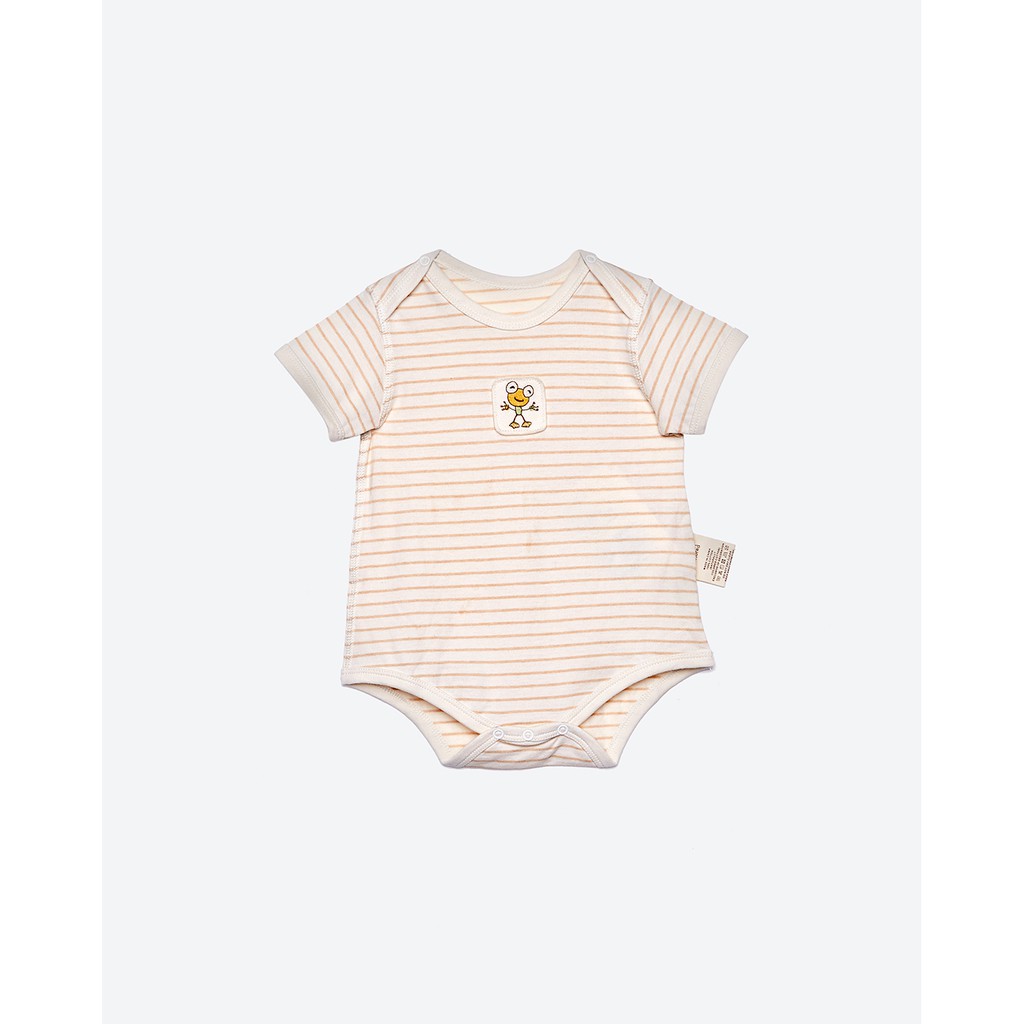 Bộ áo liền quần dáng đùi sợi bông hữu cơ kẻ nâu cho bé - Organic and Natural Life by Mimi