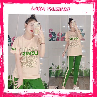 Đồ bộ nữ mặc nhà đẹp vải thun co giãn thoải mái, áo tay ngắn quần dài A042 - LAVAHA SHOP