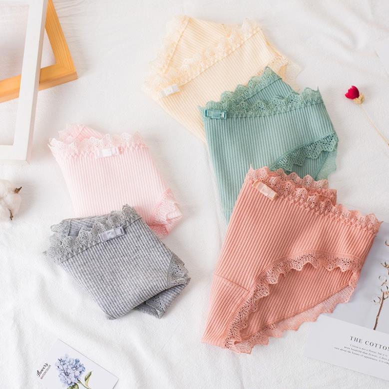 [Giá sỉ] Quần Lót  Nữ Cotton Gân Tăm Viền Ren Kháng KHuẩn Đính Nơ Sexy 029