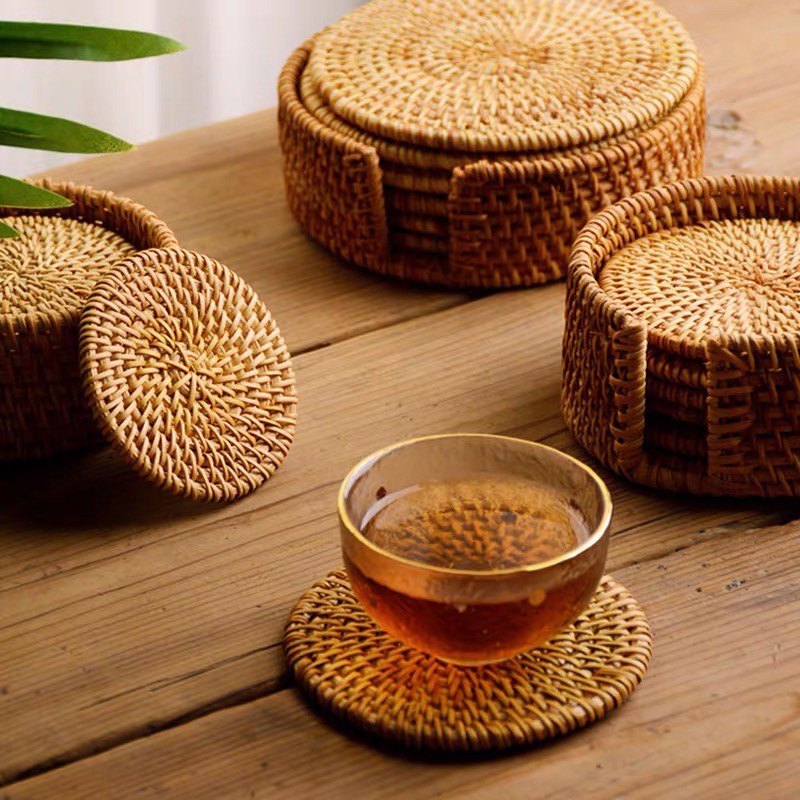 Miếng lót ly cốc bằng mây