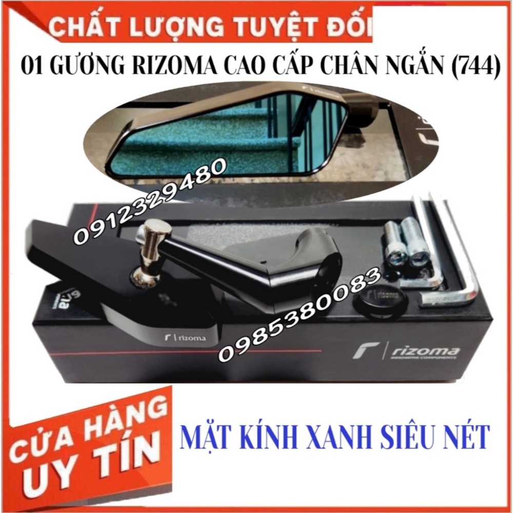 Gương Chiếu Hậu Rizoma Cao Cấp 744 Chân Ngắn Gắn Nhiều Dòng Xe (giá 01 chiếc)