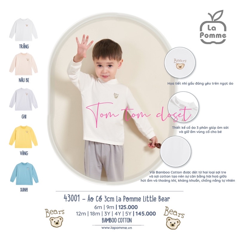 La Pomme Áo giữ nhiệt 3cm little bear 6m-5y AW2022