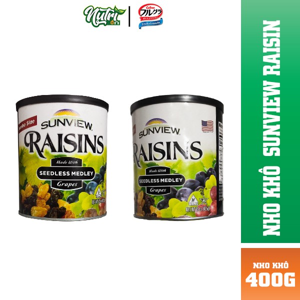 Nho Khô Thập Cẩm Raisin Sunview 425g - HÀNG CHUẨN có mẫu mới Cờ Mỹ Thùng có băng keo vàng