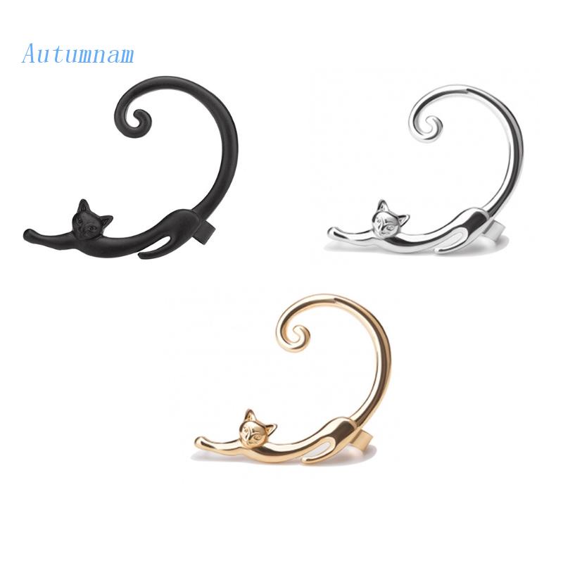 Bông Tai Gắn Vành Tai Không Xỏ Lỗ Hình Mèo Cho Nữ