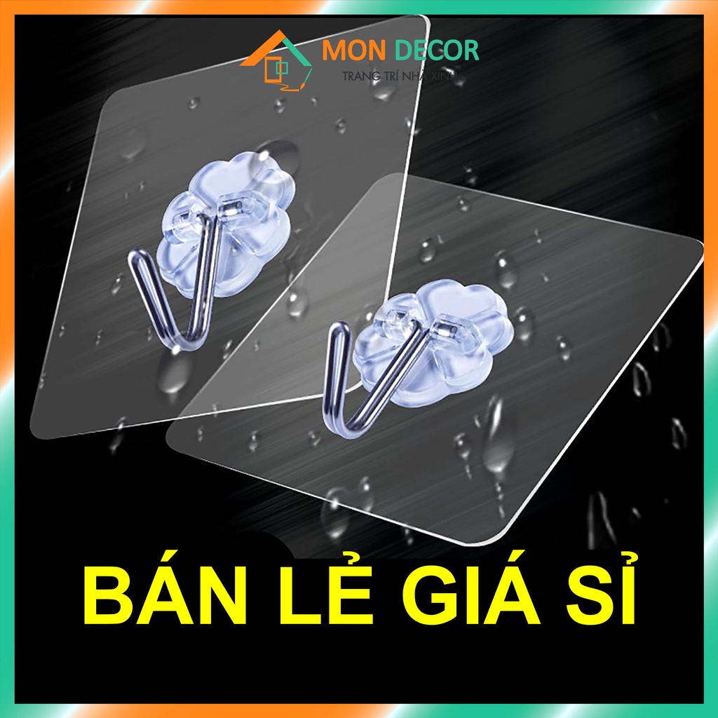 [GIÁ SỈ 600đ] Móc Dán Tường Trong Suốt Chịu Lực , Móc Dán Siêu Dính 6x6 cm