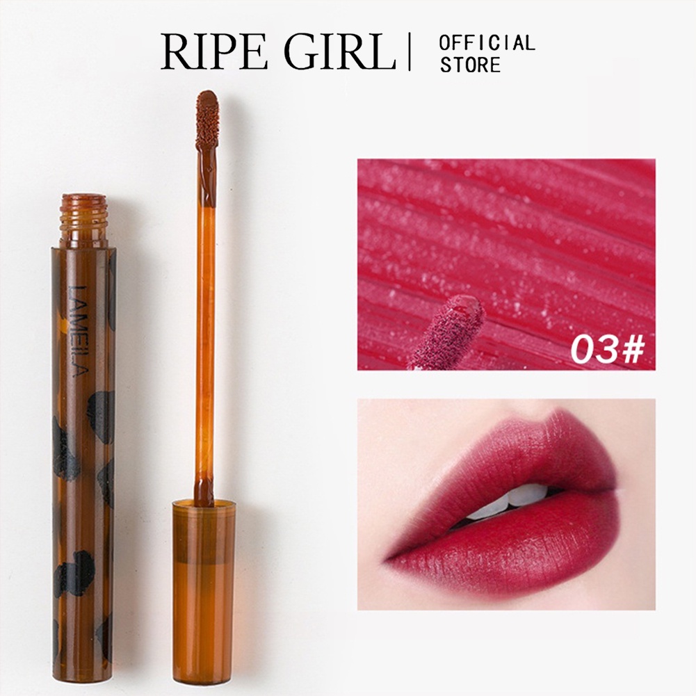 RIPE GIRL Amber Lip Glaze Matte Liquid Lipstick 6 màu Velvet Satin Dưỡng ẩm 6 màu Lâu trôi Không thấm nước Velvet Matte Matte Lip Glaze