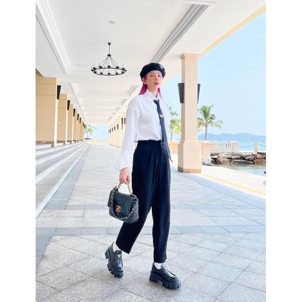 Giày oxford prada độn đế bánh mì mai phương bùi