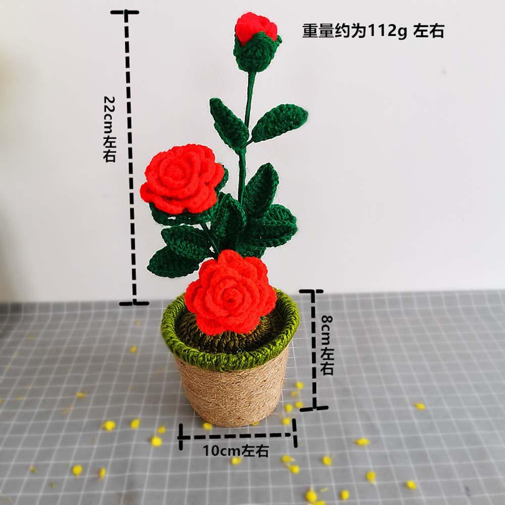Thú Nhồi Bông Hình Hoa Hồng Đan Len Thủ Công Cho Bé