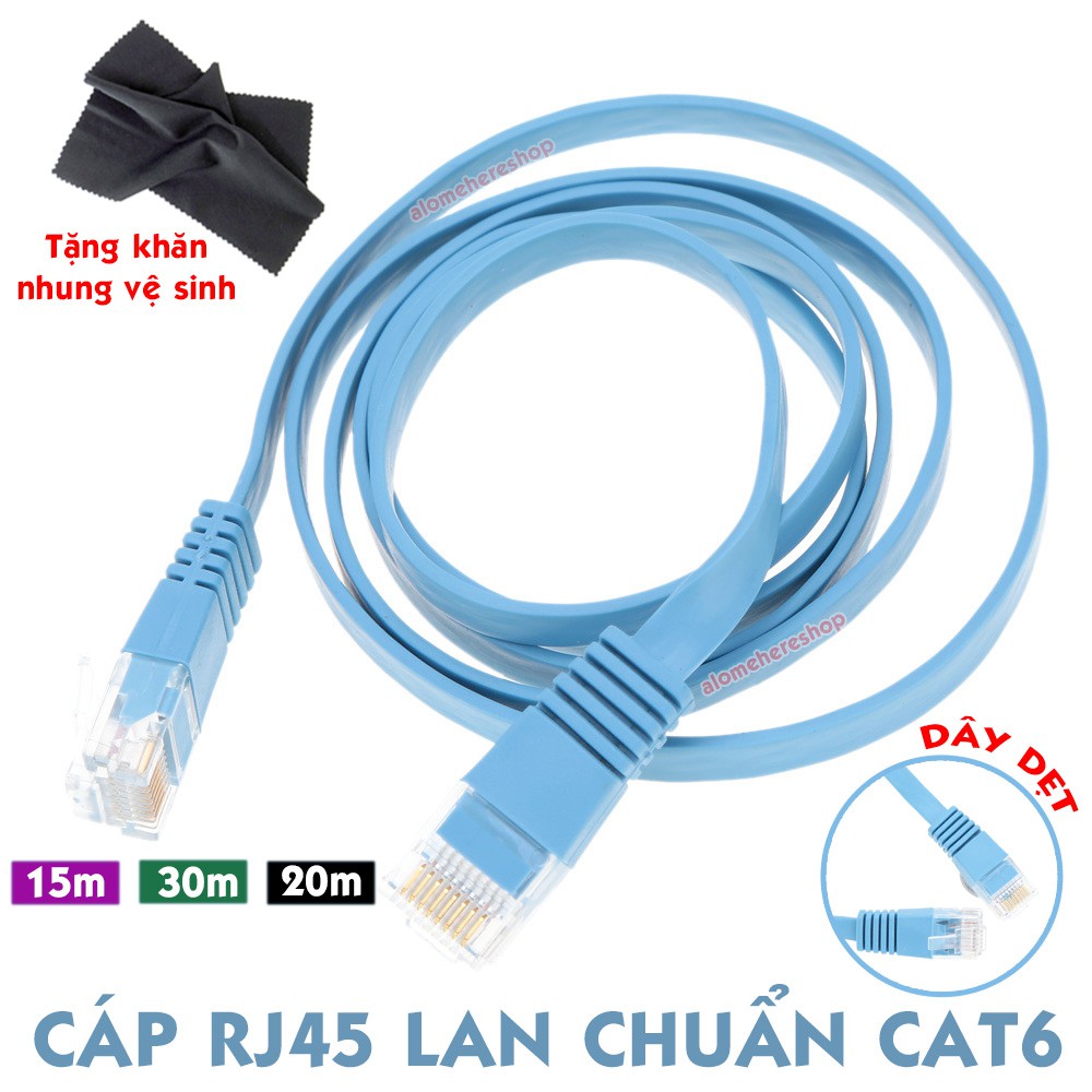 Cáp LAN RJ45 Chuẩn CAT6 Đầu Dẹt Chống Rối Đi Dây Siêu Gọn 15 20 30 MÉT