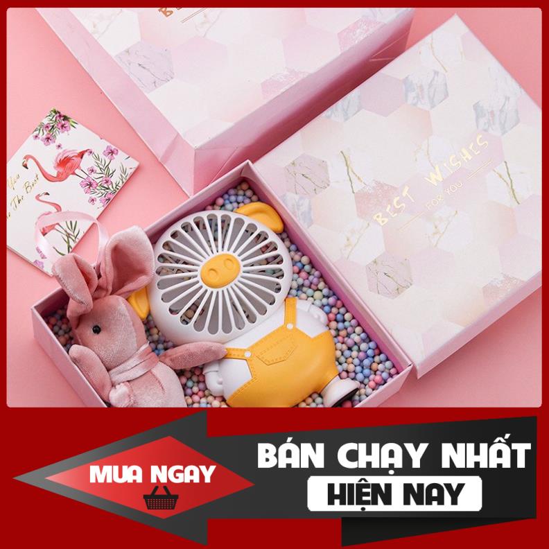 [ RẺ VÔ ĐỊCH] Quạt cầm tay mini hình chú lợn sạc tích điện thông minh