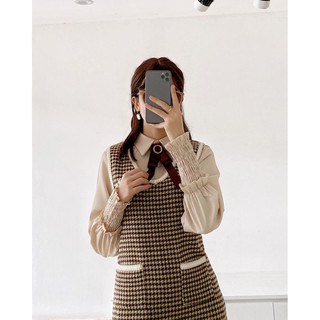 Set áo sơ mi kèm váy gile dạ