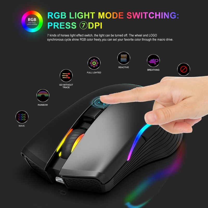 Chuột Không Dây Pin sạc T26 Gaming Mouse Type C