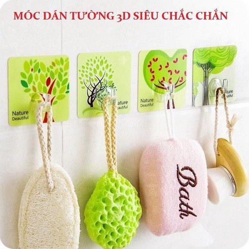 móc dán tường chịu lực, móc dán chịu lực in hình họa tiết 4D