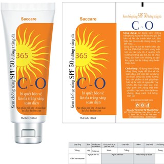 Kem Chống Nắng Dưỡng Trắng Da SPF50++ C-O 100g