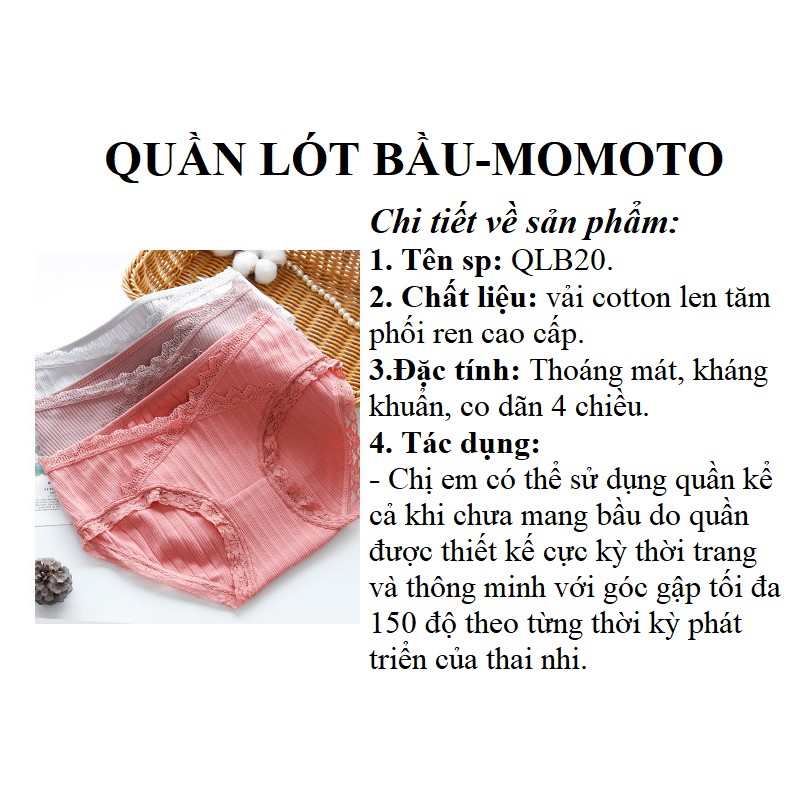 [Freeship Xtra] Quần bầu quần lót bầu cạp chéo cotton phối ren cao cấp co dãn 4 chiều thoải mái dễ chịu