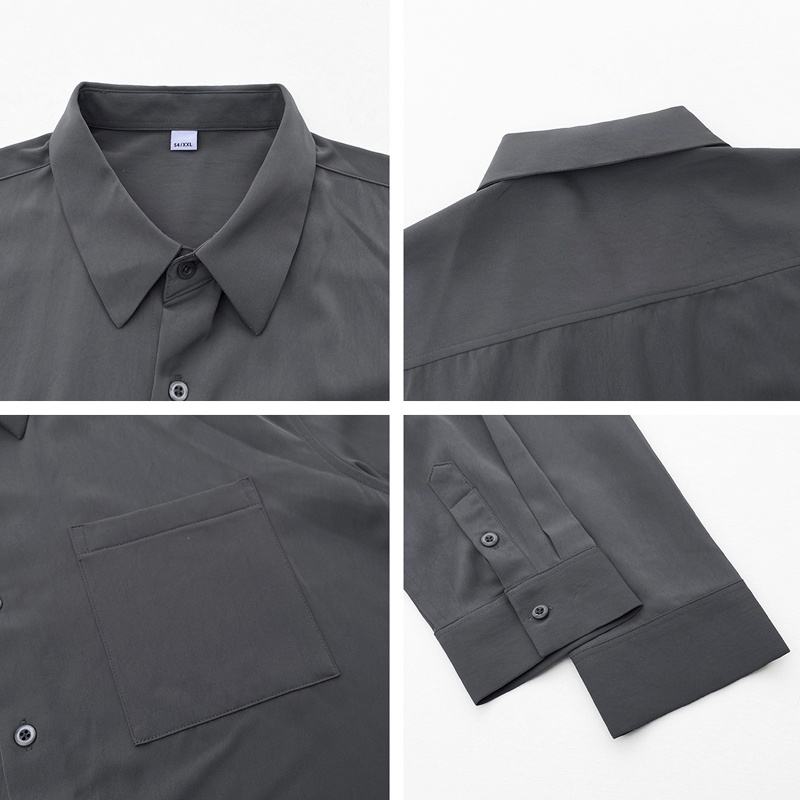 Áo Sơ Mi Tay Dài Dáng Rộng Màu Trơn Thời Trang Công Sở Hàn Quốc Cho Nam