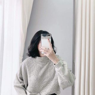 Áo nỉ cổ lọ vintage tay bồng form rộng hình thật hàng loại 1