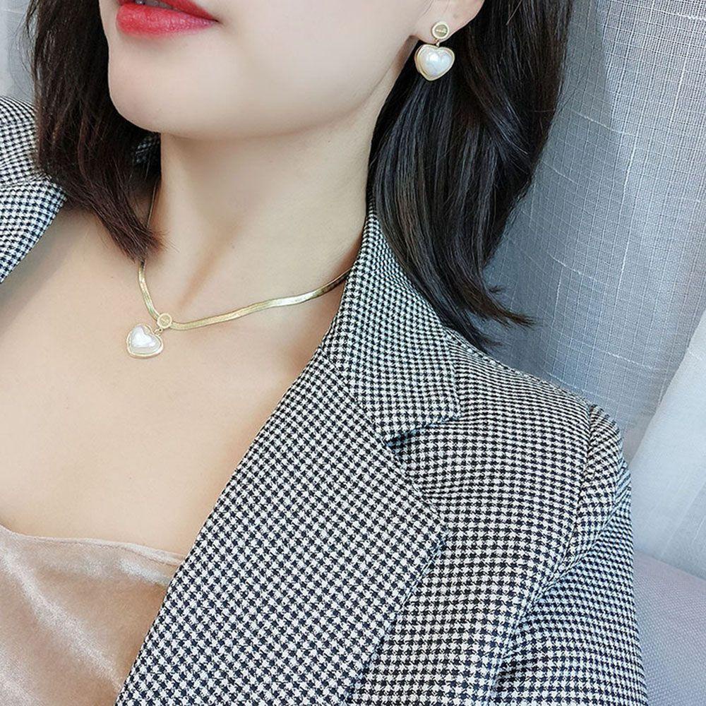 AROMA Vòng Cổ Choker Bằng Thép Titan Mặt Hình Vỏ Sò Trái Tim Thời Trang Cho Nữ
