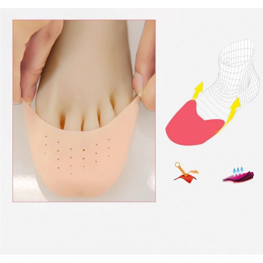 Bộ 2 miếng lót giày silicon có lỗ thoáng khí êm chân loại mũi giày -  múa ba lê