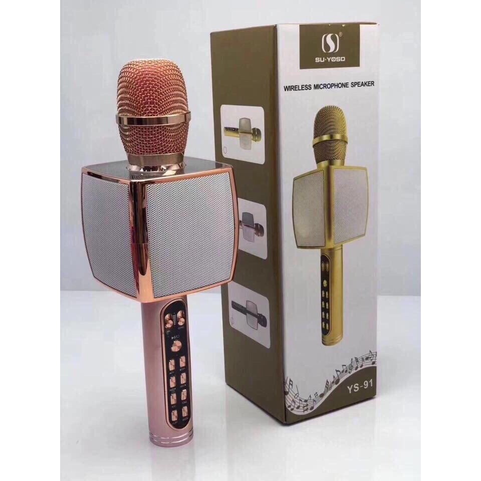 Mic Ys 91 Karaoke Bluetooth 3 Trong 1 - Micro Bluetooth YS 91– Âm Thanh Chân Thực – Bass Khủng – Hỗ Trợ Usb , Thẻ Nhớ