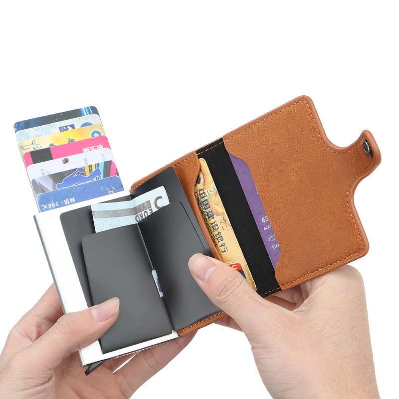 Ví mini cầm tay, đựng thẻ ATM, giấy tờ tùy thân ATUNO AT01 nhiều ngăn kèm nút bấm