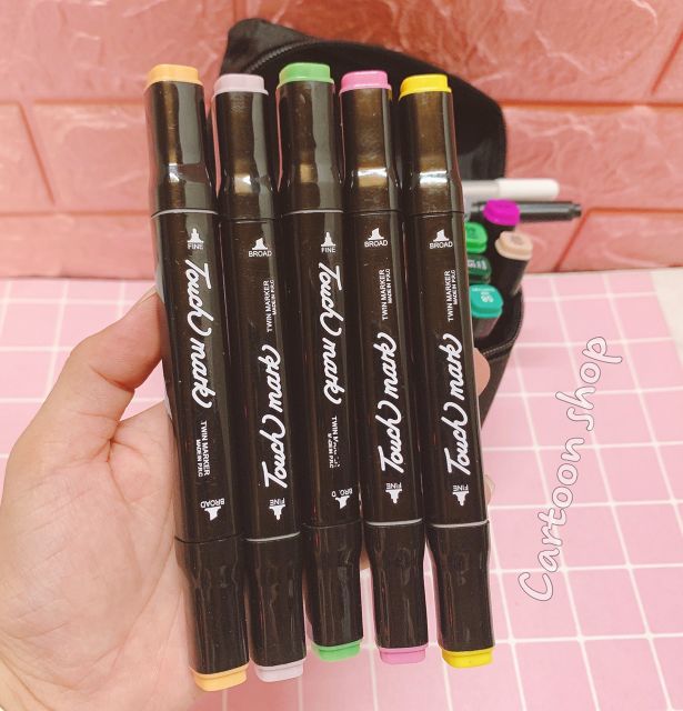 Bộ 30/40 bút vẽ bút màu Touch Mark có túi vải (tặng kèm 2 bút trắng đen tô nét)
