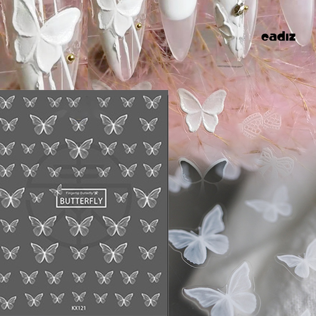 Miếng Dán Trang Trí Móng Tay Hình Bướm Trắng Dễ Sử Dụng Cho Nữ