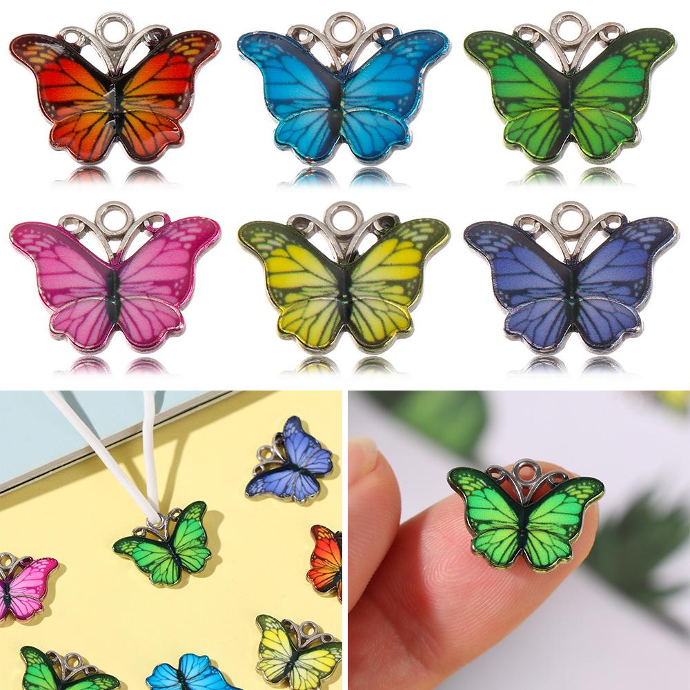 Bộ 10 Mặt Vòng cổ Tráng Men Hình Bướm Nhiều Màu Thời Trang DIY