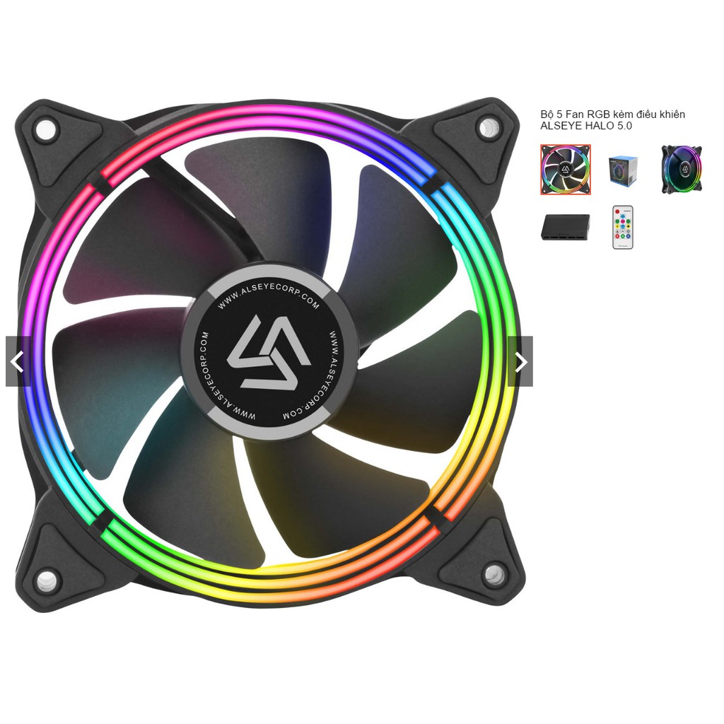 Bộ 5 Fan RGB kèm điều khiển ALSEYE HALO 5.0