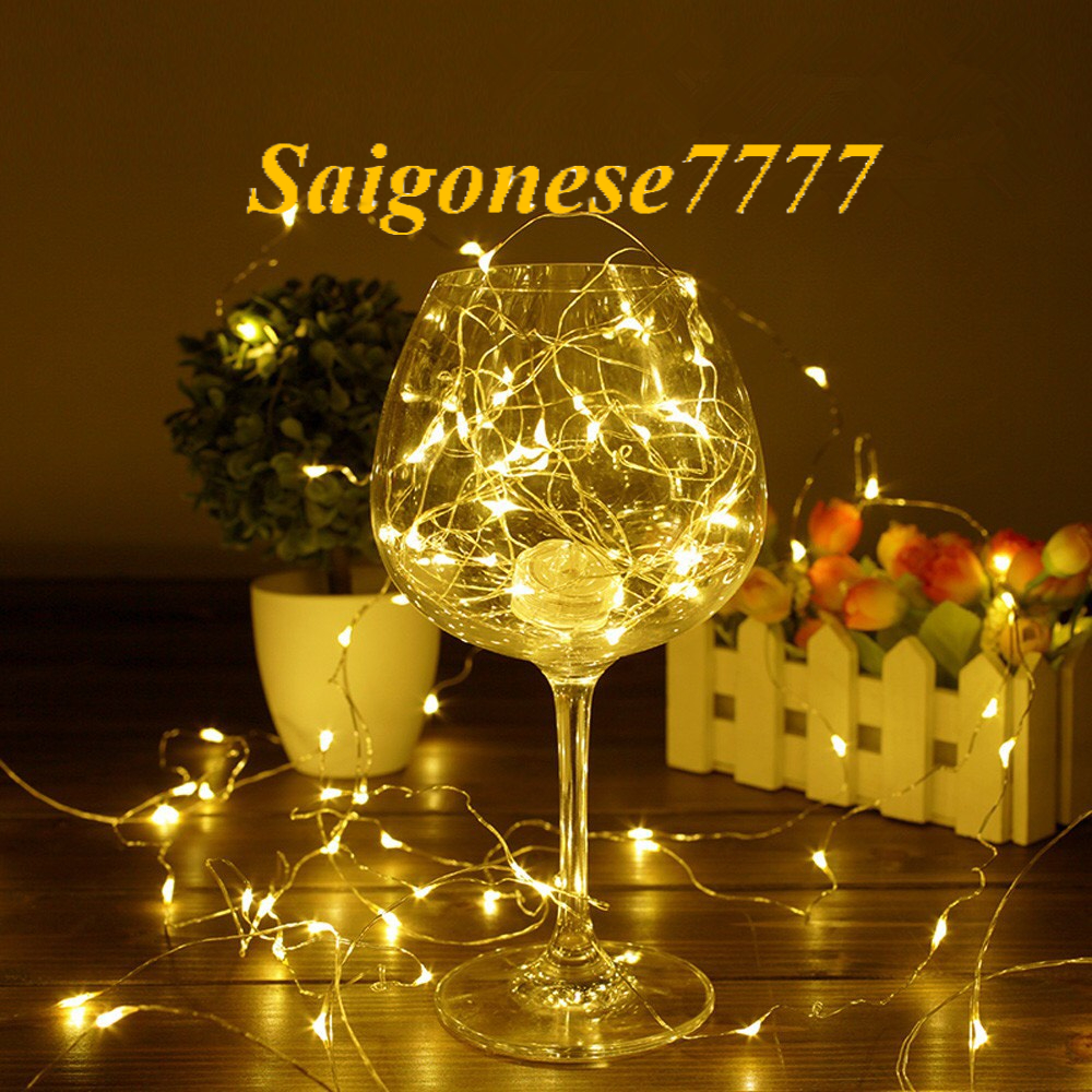 (Tặng Kèm Pin) Dây Đèn Led Đom Đóm Fairy Light Trang Trí Decor Quấn Cây Noel Lễ Tết Chỉnh Đèn Chớp Nháy/Đứng Yên